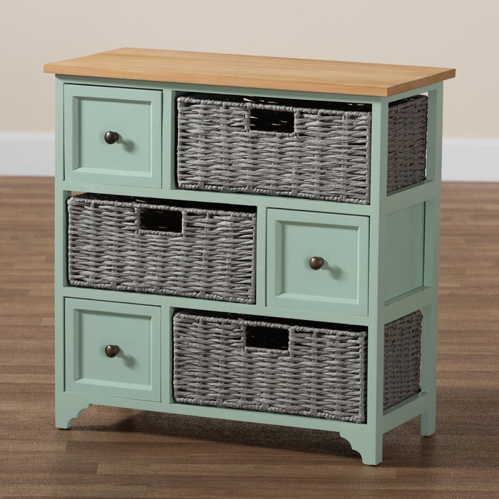 Valtina 3 Drawer Storage With Baskets/Mint Green