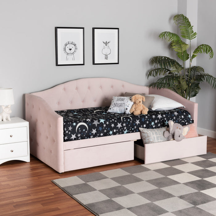 Mansi Full Size 2 Drawer Daybed/Light Pink