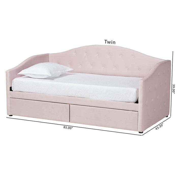 Mansi Full Size 2 Drawer Daybed/Light Pink