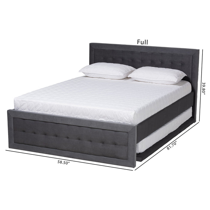 Tegan Full Size Platform Bed With Trundle/Grey