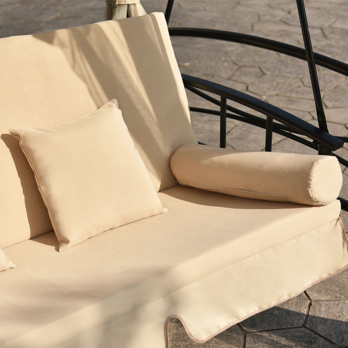 Outdoor Gazebo with Convertible Swing Bench, Beige