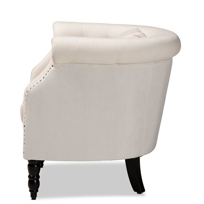 Renessa Wood Armchair/Beige Velvet