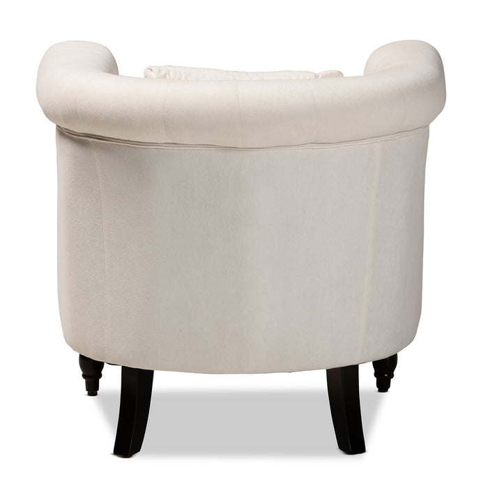 Renessa Wood Armchair/Beige Velvet