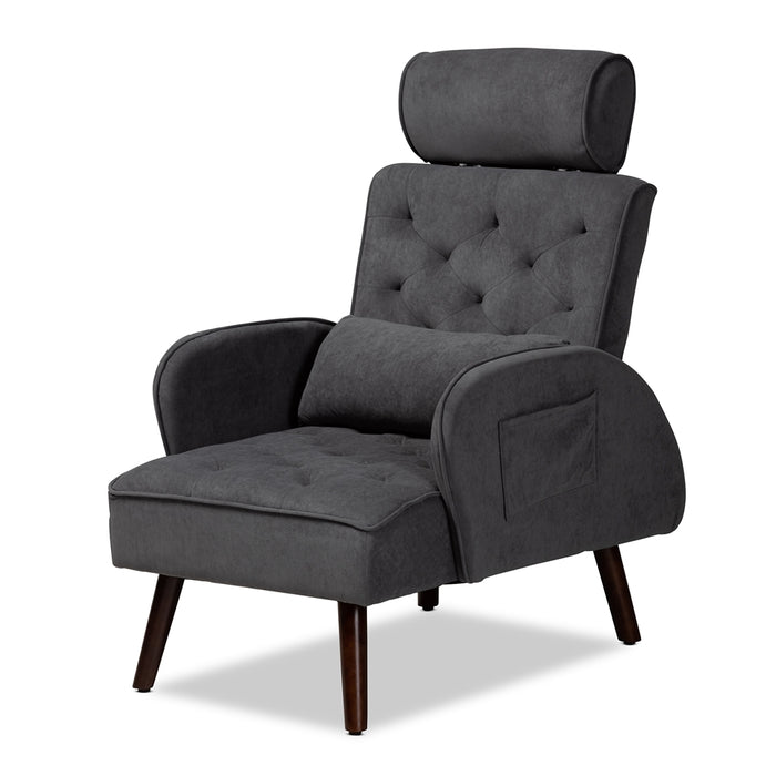 Haldis Lounge Chair And Ottoman Set/ Grey Velvet