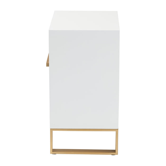 Giolla 2 Drawer End Table/White Gold