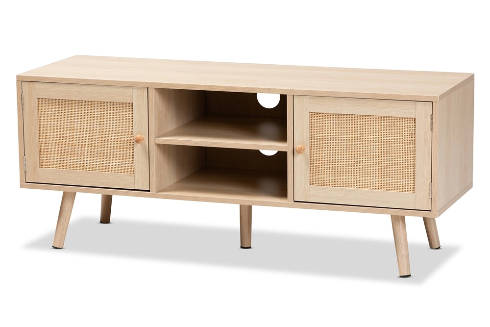 Sebille 2 Door Tv Stand With Natural Rattan