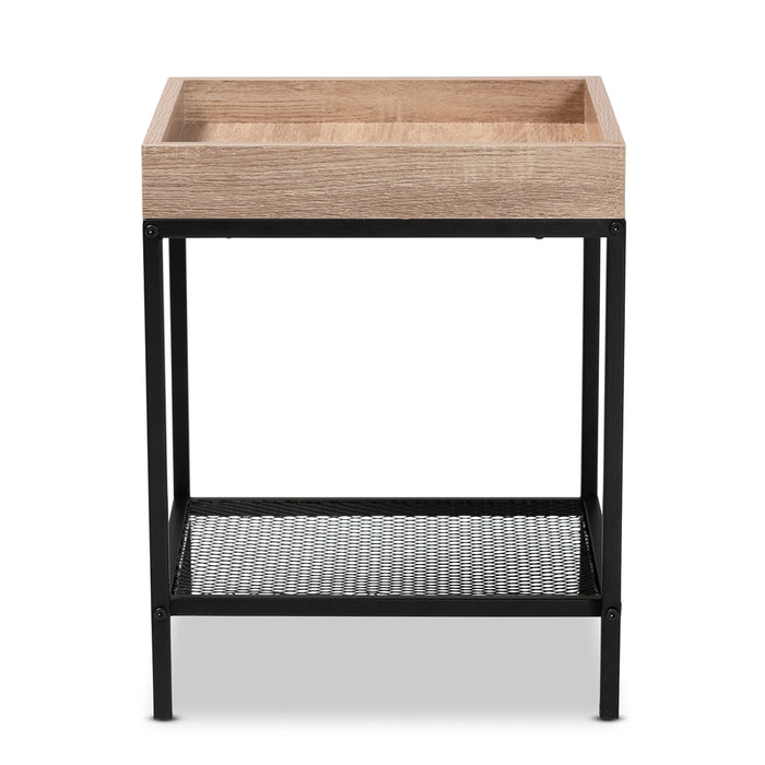 Overton Industrial Wood End Table