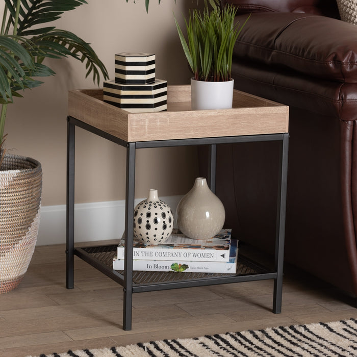 Overton Industrial Wood End Table