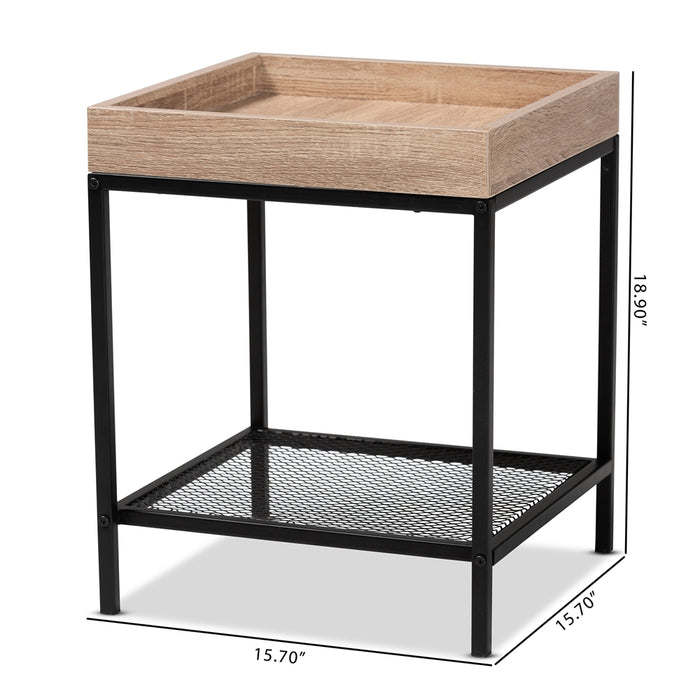 Overton Industrial Wood End Table