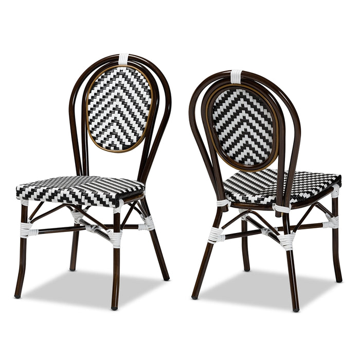 Alaire French 2 Piece Outdoor Dining Chair/Black/White