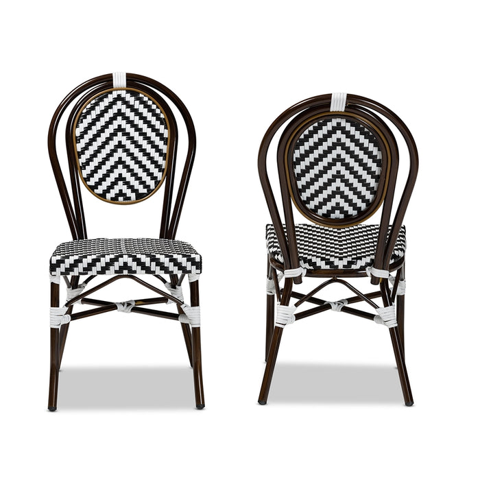 Alaire French 2 Piece Outdoor Dining Chair/Black/White