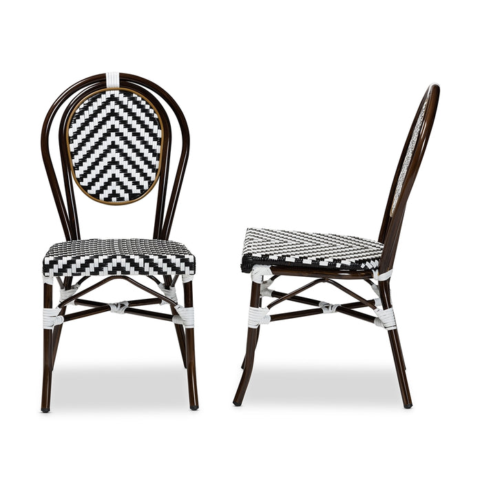 Alaire French 2 Piece Outdoor Dining Chair/Black/White
