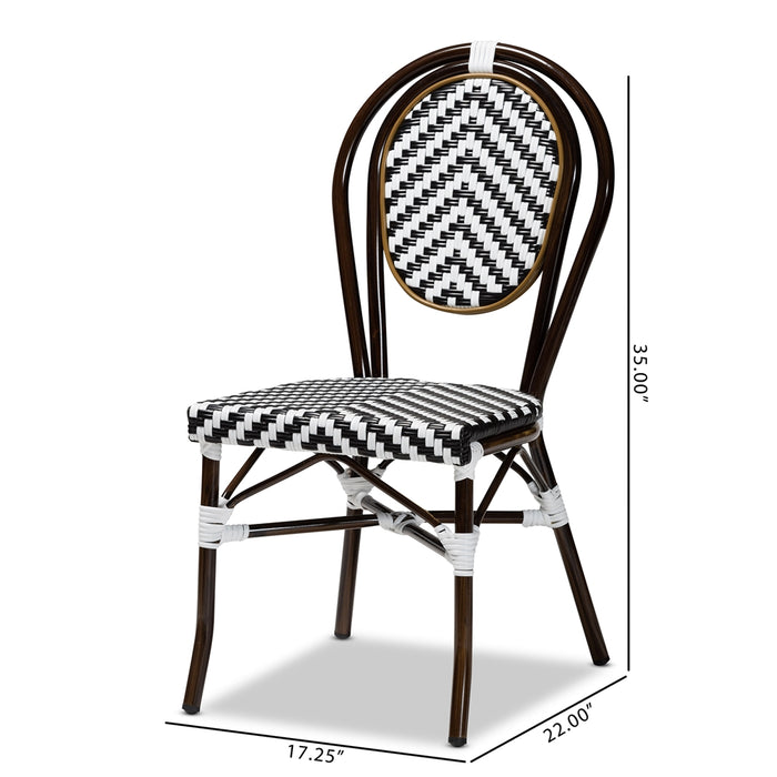 Alaire French 2 Piece Outdoor Dining Chair/Black/White
