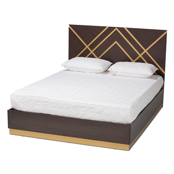 Arcelia Queen Size Platform Bed/Gold