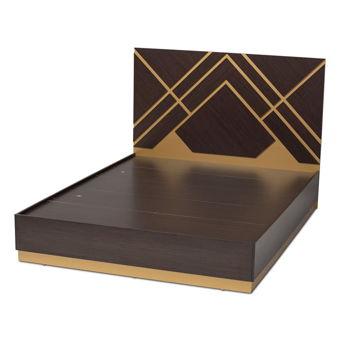 Arcelia Queen Size Platform Bed/Gold