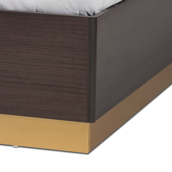 Arcelia Queen Size Platform Bed/Gold