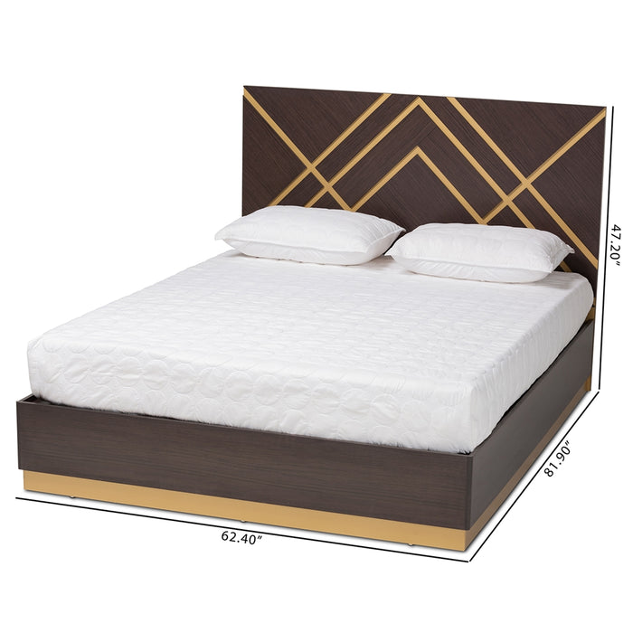 Arcelia Queen Size Platform Bed/Gold
