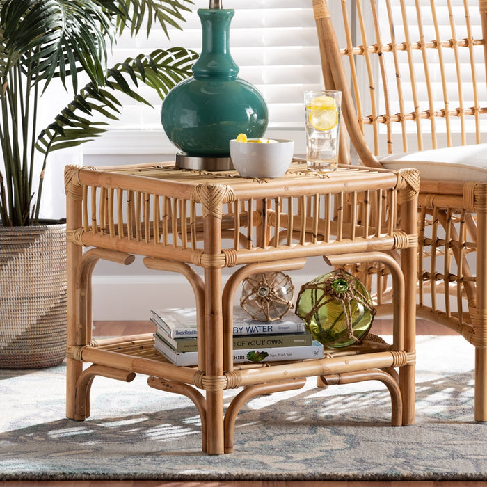 Rose Rattan End Table