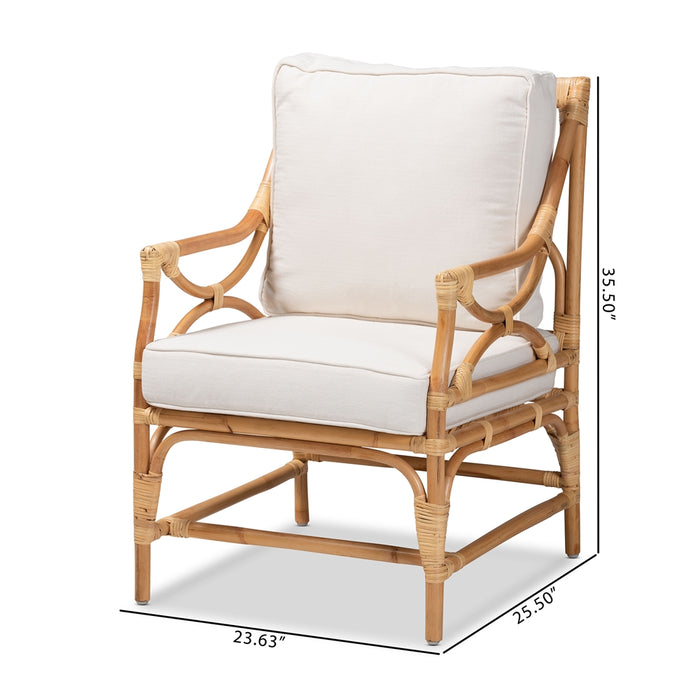 Brandon Bohemian Upholstered Rattan Armchair
