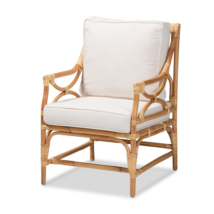 Brandon Bohemian Upholstered Rattan Armchair