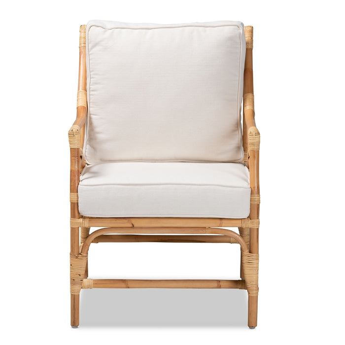 Brandon Bohemian Upholstered Rattan Armchair