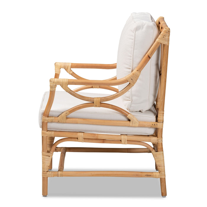 Brandon Bohemian Upholstered Rattan Armchair