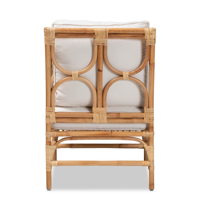 Brandon Bohemian Upholstered Rattan Armchair
