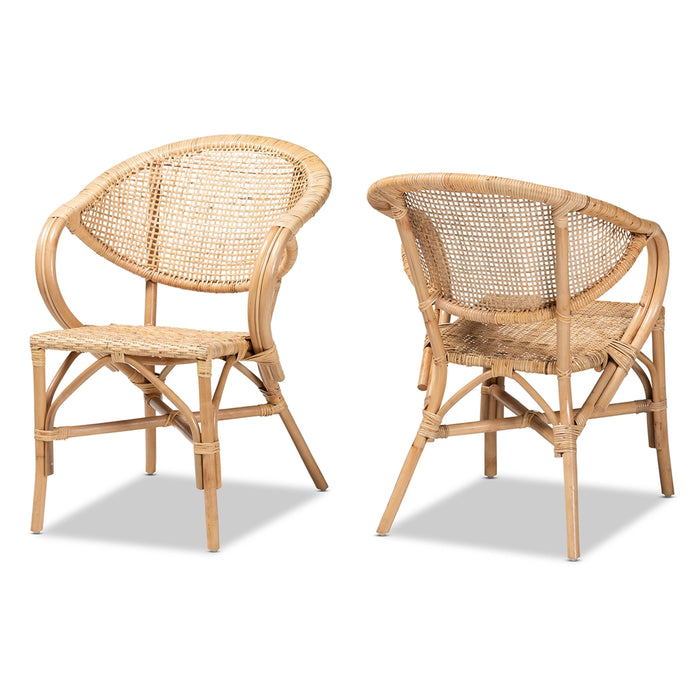 Varick Rattan 2 Piece Dining Chair Set