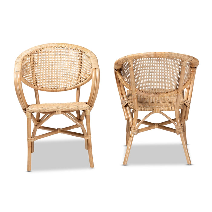 Varick Rattan 2 Piece Dining Chair Set