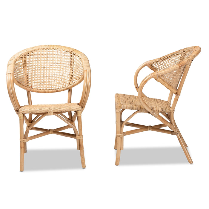 Varick Rattan 2 Piece Dining Chair Set