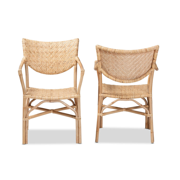 Damani Bohemian Rattan 2 Piece Dining Chair Set