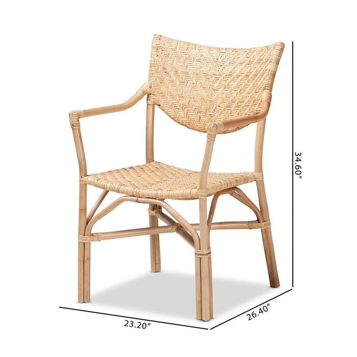 Damani Bohemian Rattan 2 Piece Dining Chair Set