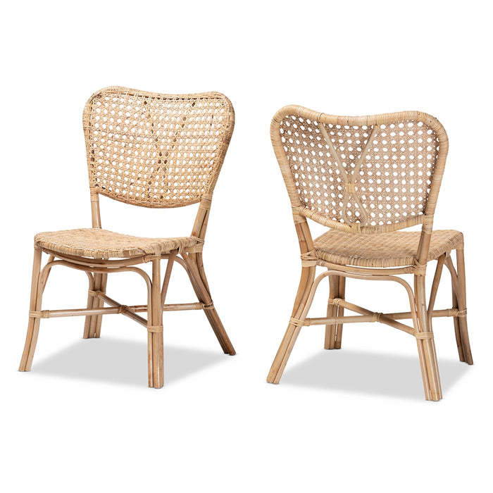 Nadira Bohemian Rattan 2 Piece Dining Chair Set