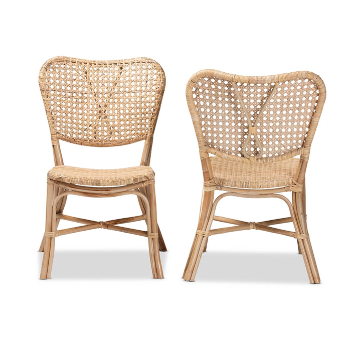 Nadira Bohemian Rattan 2 Piece Dining Chair Set