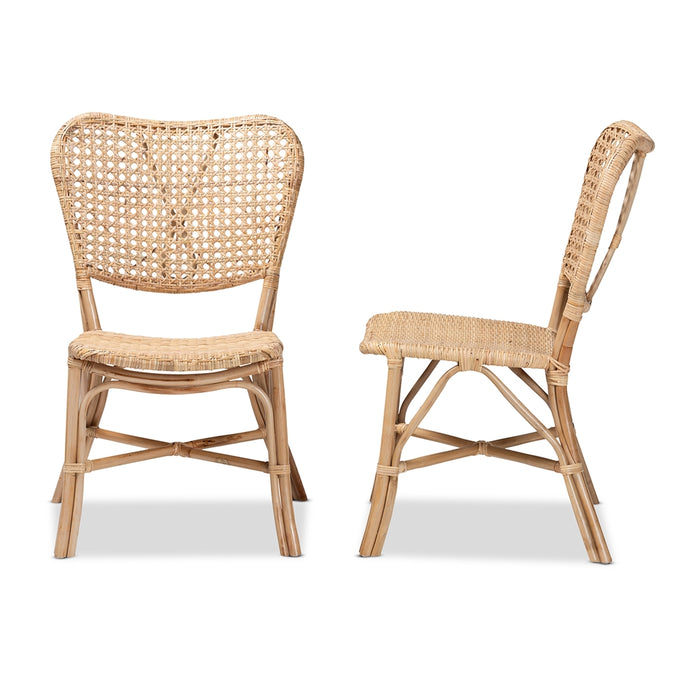 Nadira Bohemian Rattan 2 Piece Dining Chair Set