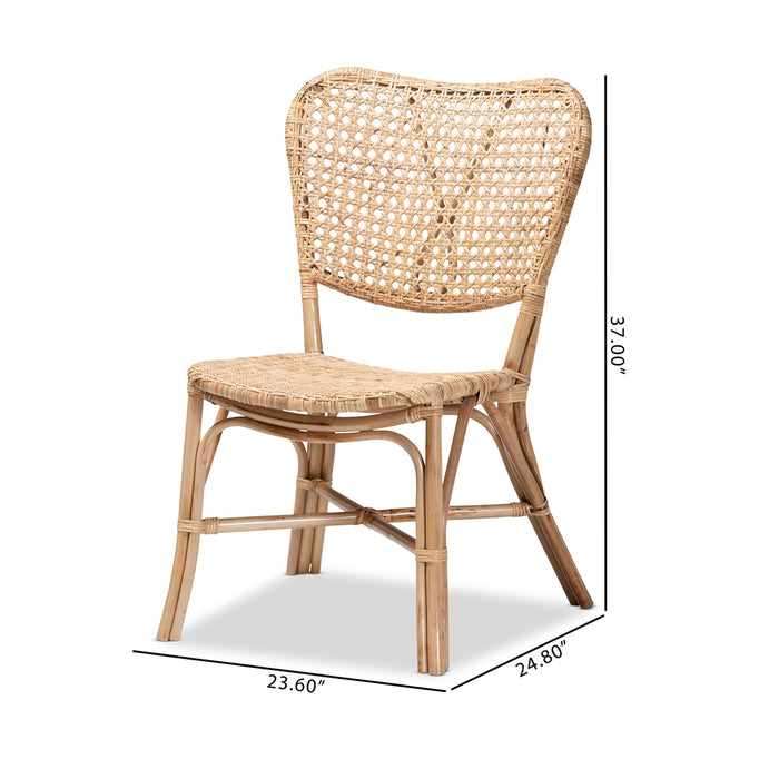 Genna Bohemian Rattan 2 Piece Dining Chair Set