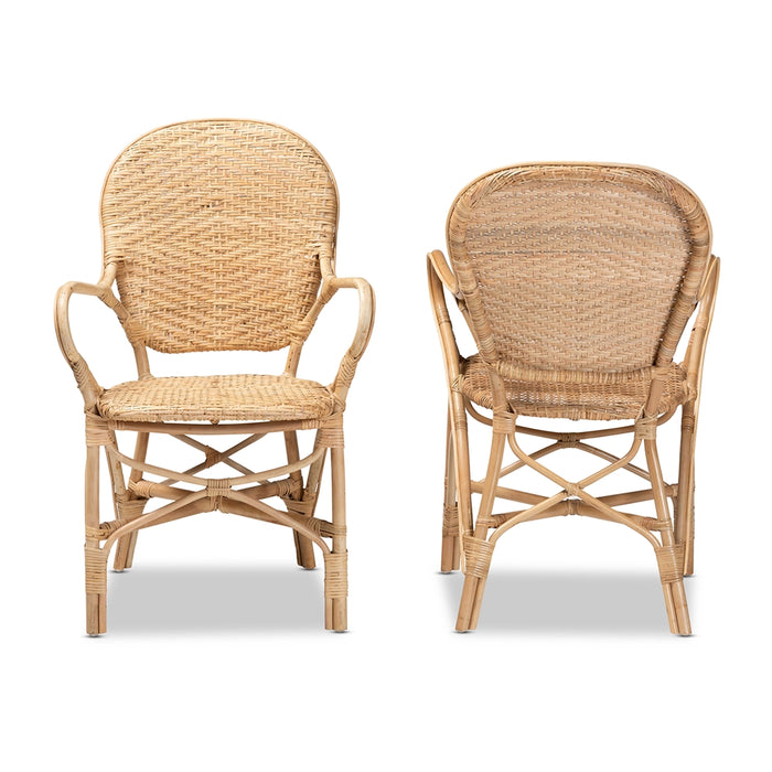 Genna Bohemian Rattan 2 Piece Dining Chair Set