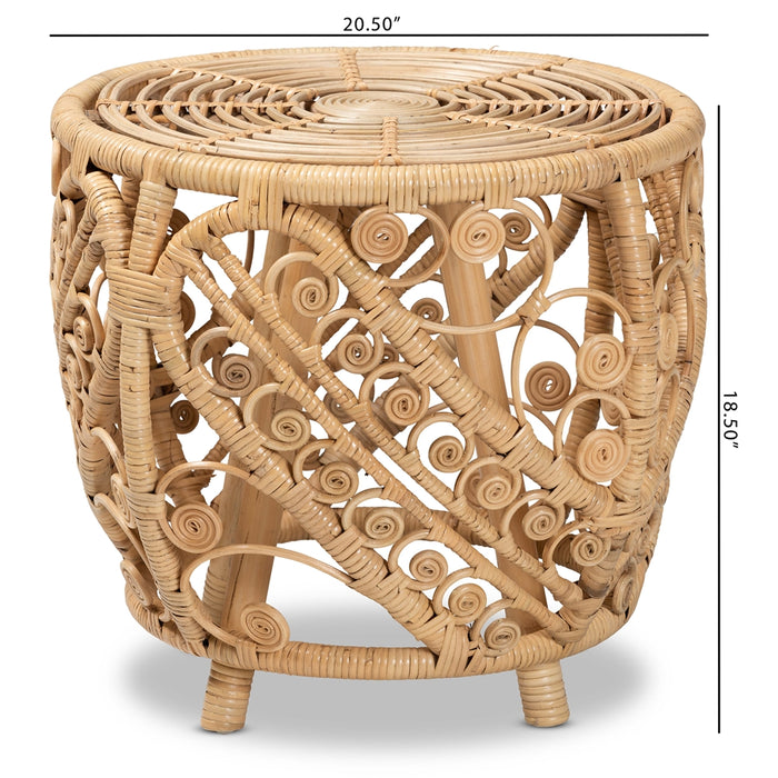 Saranna Bohemian Rattan End Table