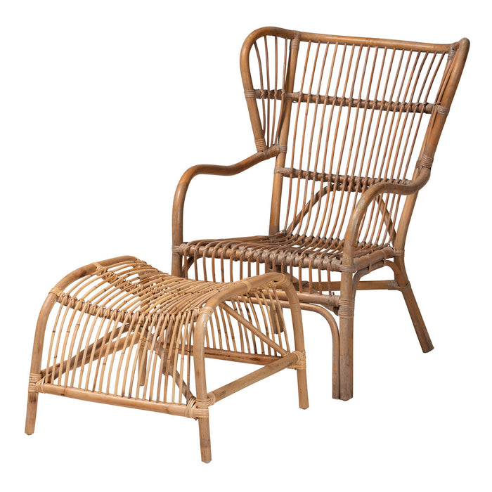 Lamaria Rattan 2 Piece Chair And Footstool Set