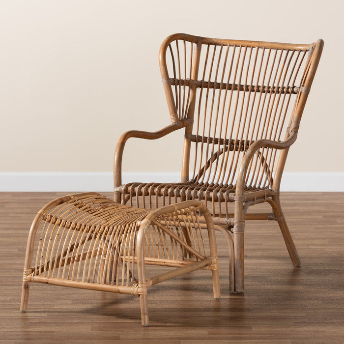 Lamaria Rattan 2 Piece Chair And Footstool Set