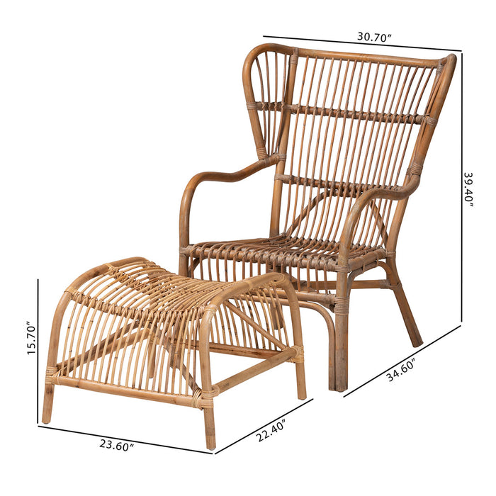 Lamaria Rattan 2 Piece Chair And Footstool Set