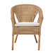 Abbey rattan dining chair with white cushion