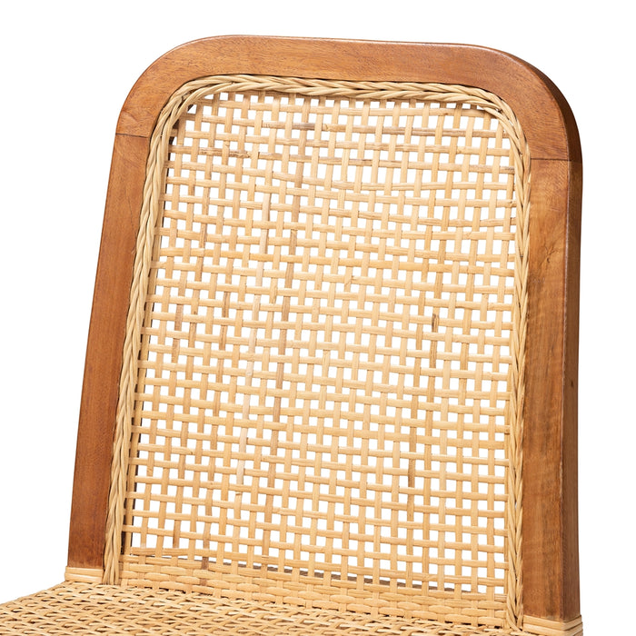 Caspia Mid-Century Modern Rattan Dining Chairs – Set of 2