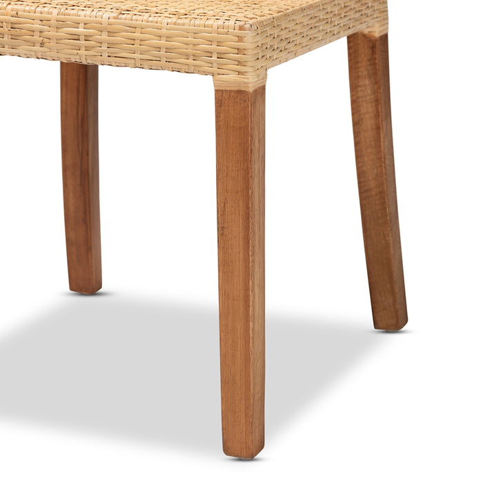 Caspia Mid-Century Modern Rattan Dining Chairs – Set of 2