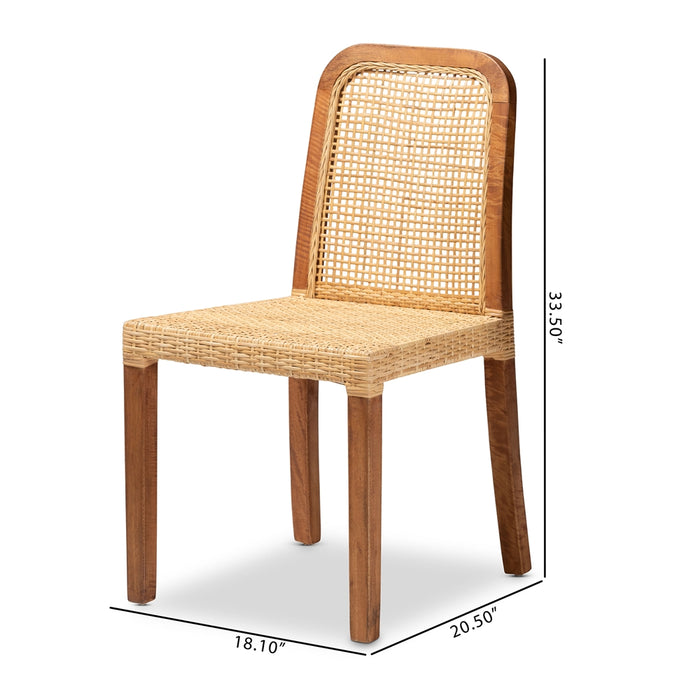Caspia Mid-Century Modern Rattan Dining Chairs – Set of 2
