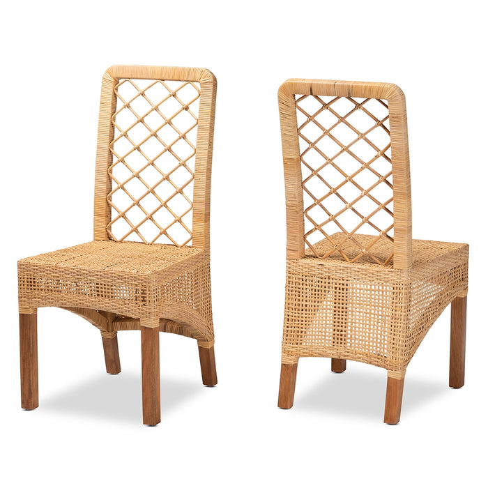 Moscow Bohemian Rattan 2 Piece Dining Chair Set