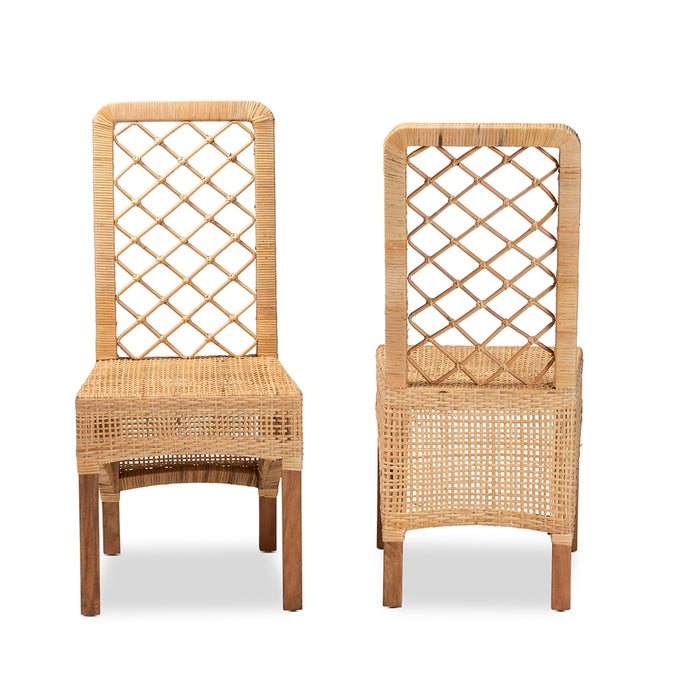 Moscow Bohemian Rattan 2 Piece Dining Chair Set