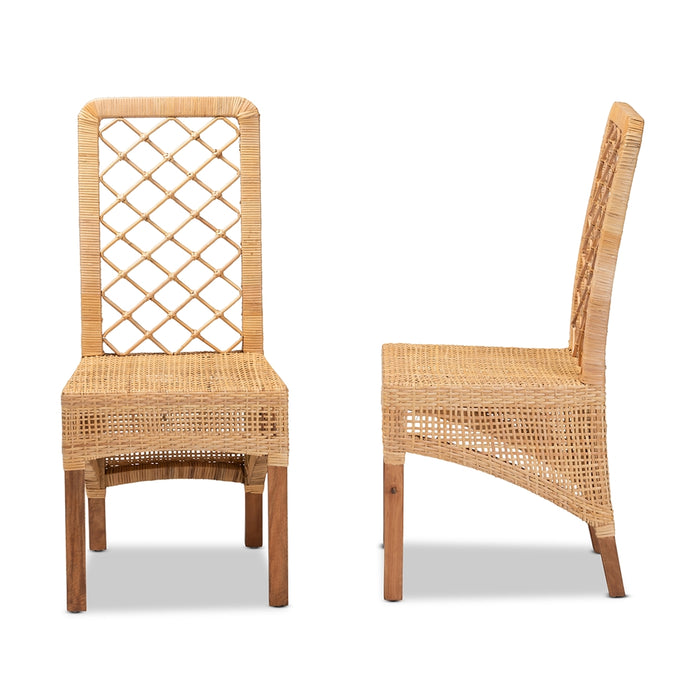 Moscow Bohemian Rattan 2 Piece Dining Chair Set