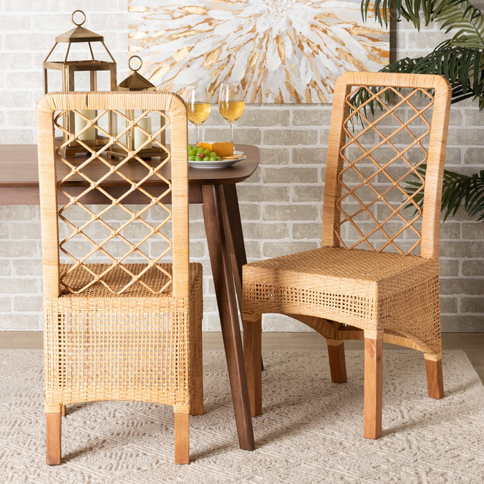 Moscow Bohemian Rattan 2 Piece Dining Chair Set