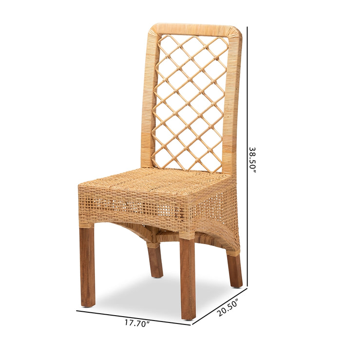 Moscow Bohemian Rattan 2 Piece Dining Chair Set
